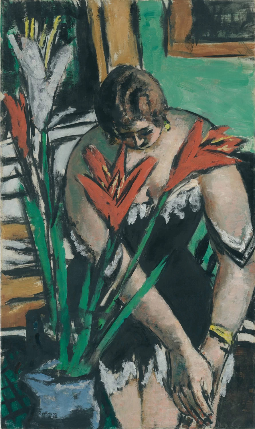 Donna che fa toletta con gigli rossi e bianchi - San Francisco Museum of Modern Art